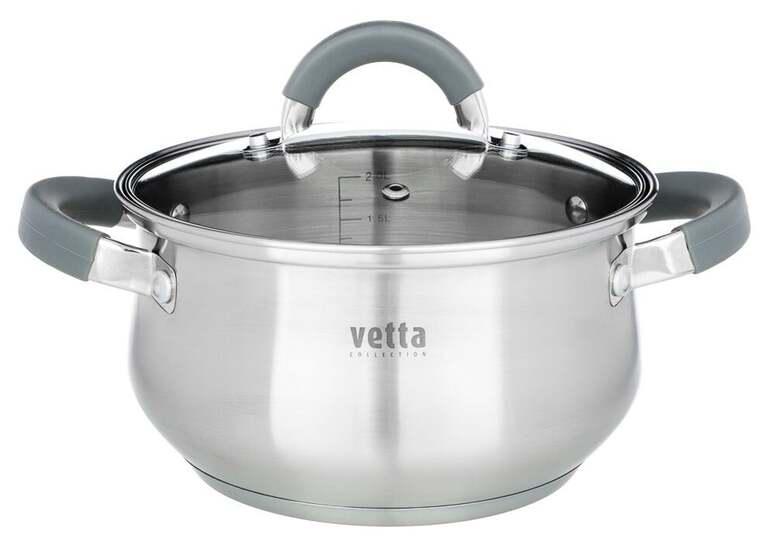 Кастрюля VETTA Вена 18х10,5см. 2,6л. со стеклянной крышкой, индукция (822-054)