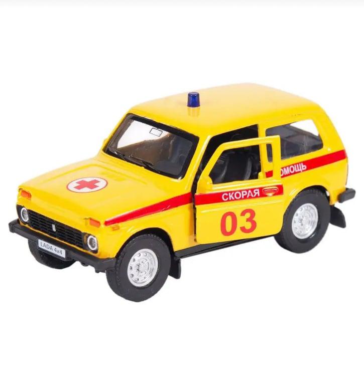 Машинка LADA Скорая помощь металлическая (с WB кошельком)