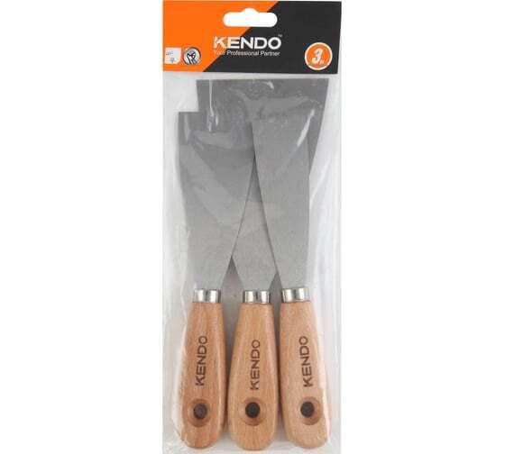 Набор скребков KENDO 45121 с деревянной ручкой, 3 шт.