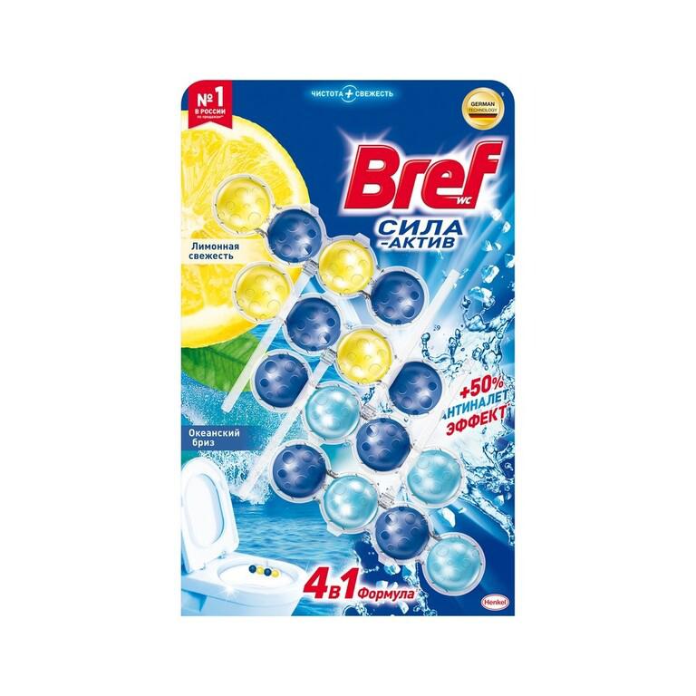 Туалетный блок Бреф Сила-Актив Лимонная свежесть, 4 блока, 200г (с картой OZON)