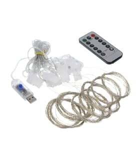 Гирлянда эл. занавес СНОУ БУМ нить росы 2х3м, 300 LED, 10 нитей, шампань, 8 реж., USB, пульт (384-123) (Локально, не во всех городах)