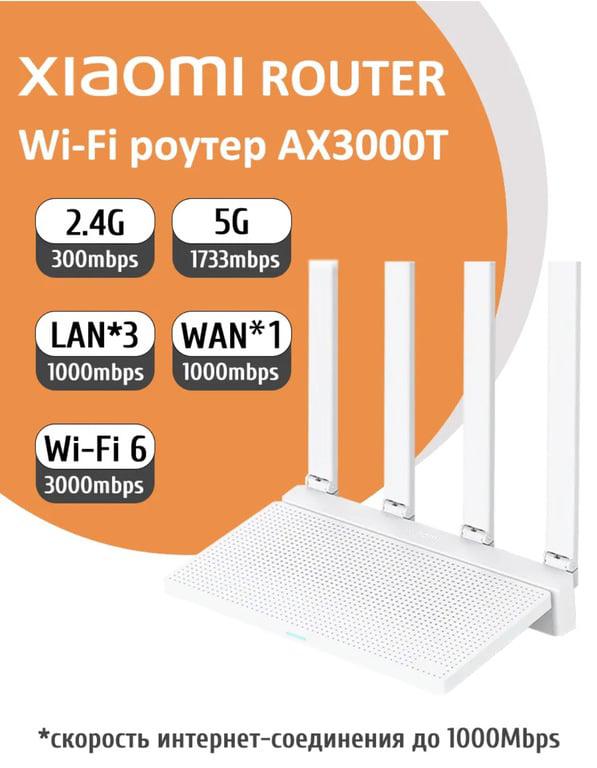 Wifi роутер Xiaomi AX3000T Wi-Fi 6 домашний (с максимальным WB кошельком)